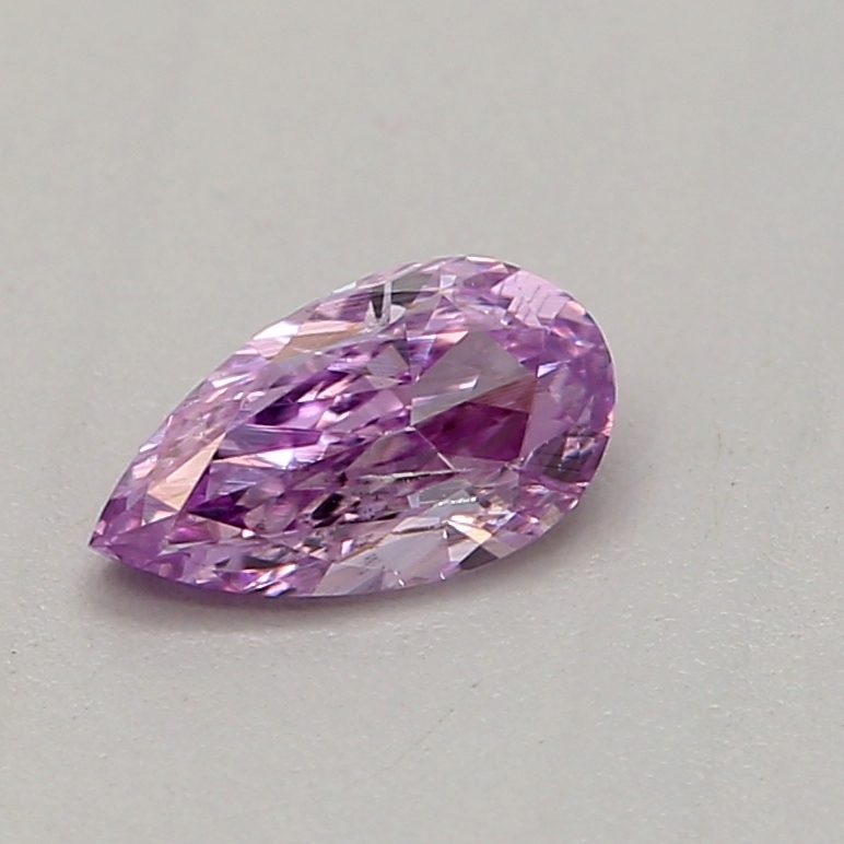 0.16 carat fancy intense pinkish purple pear diamond certified by GIA