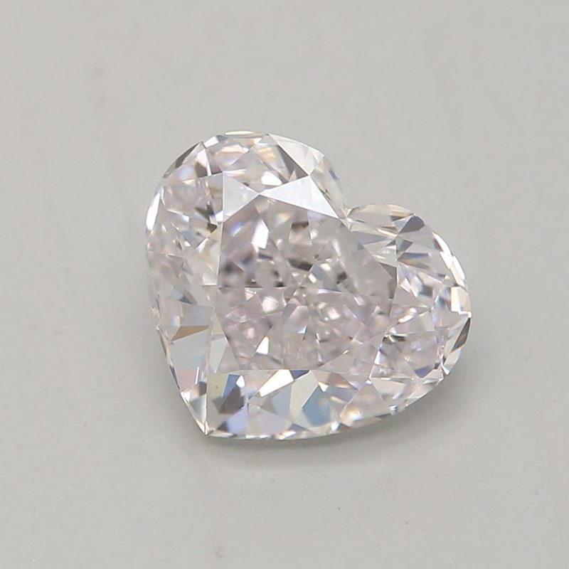 0.8 carat faint pink heart diamond certified by GIA