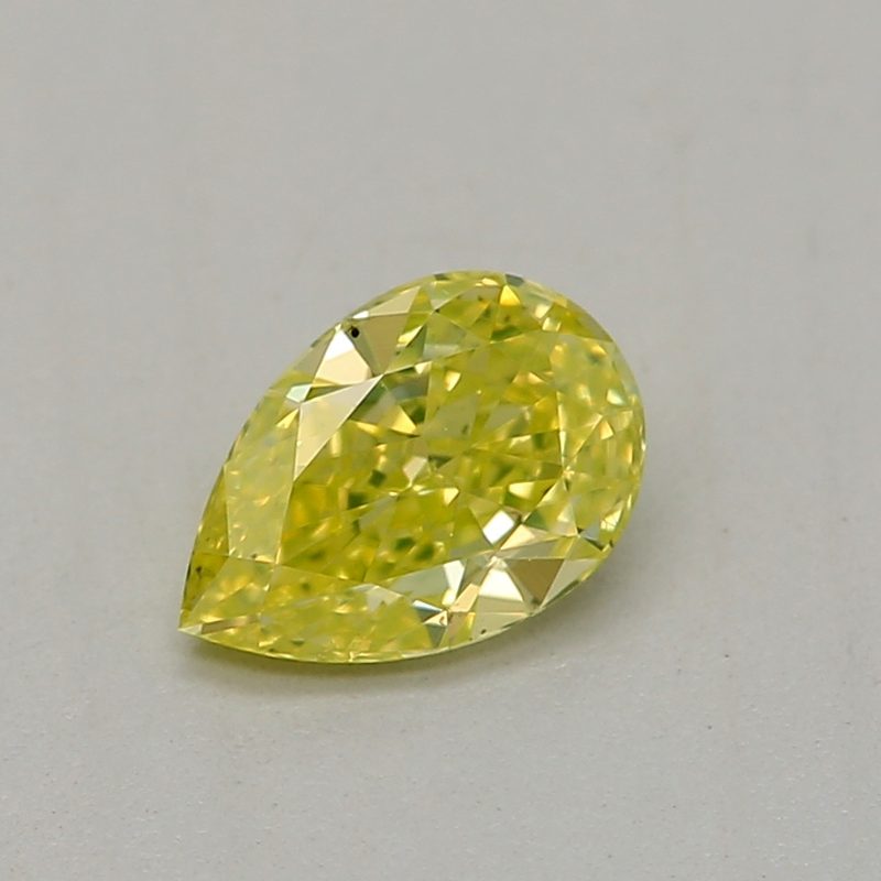 0.26 carat fancy intense green-yellow pear diamond certified by GIA