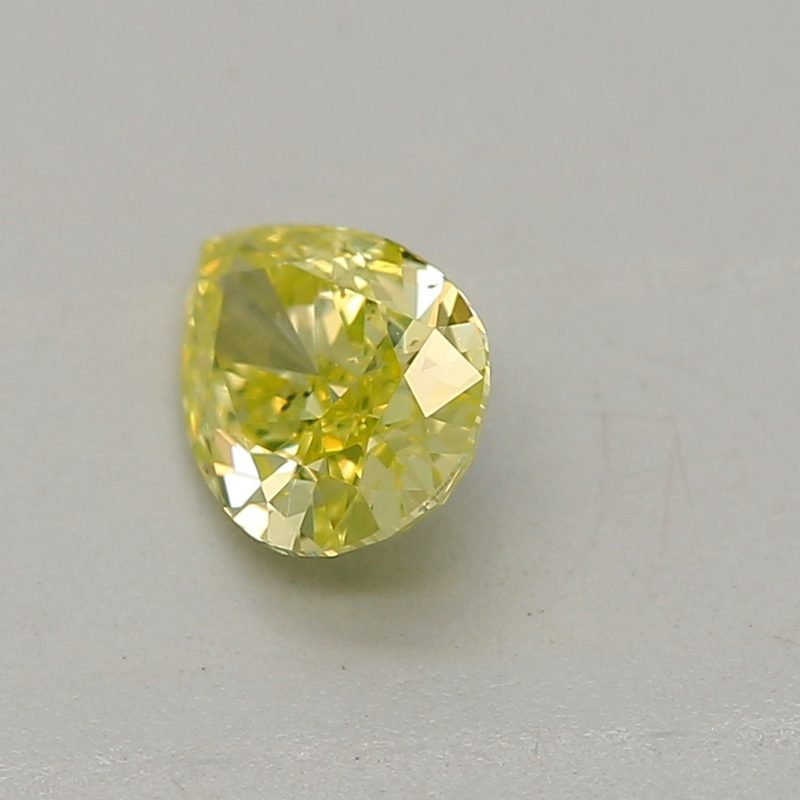 0.26 carat fancy intense green-yellow pear diamond certified by GIA