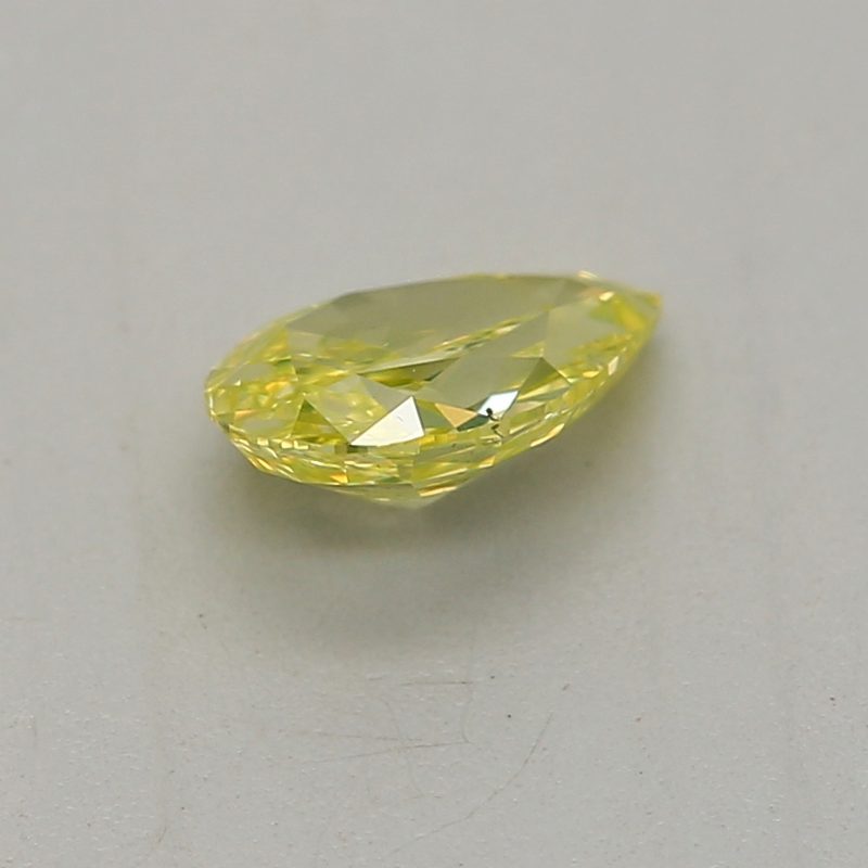 0.26 carat fancy intense green-yellow pear diamond certified by GIA