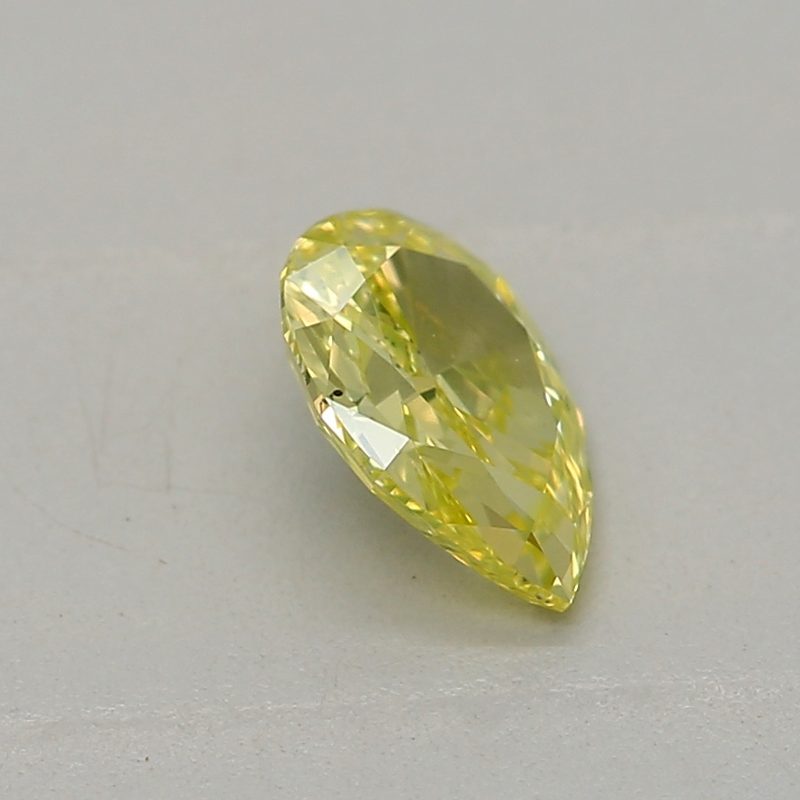 0.26 carat fancy intense green-yellow pear diamond certified by GIA