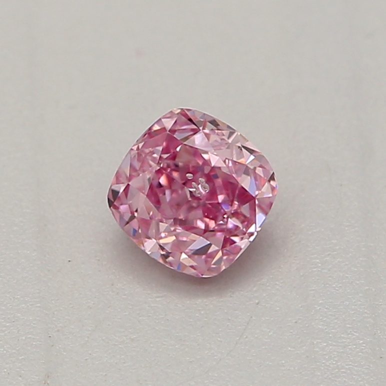 0.15 carat fancy intense purplish pink cushion diamond certified by GIA