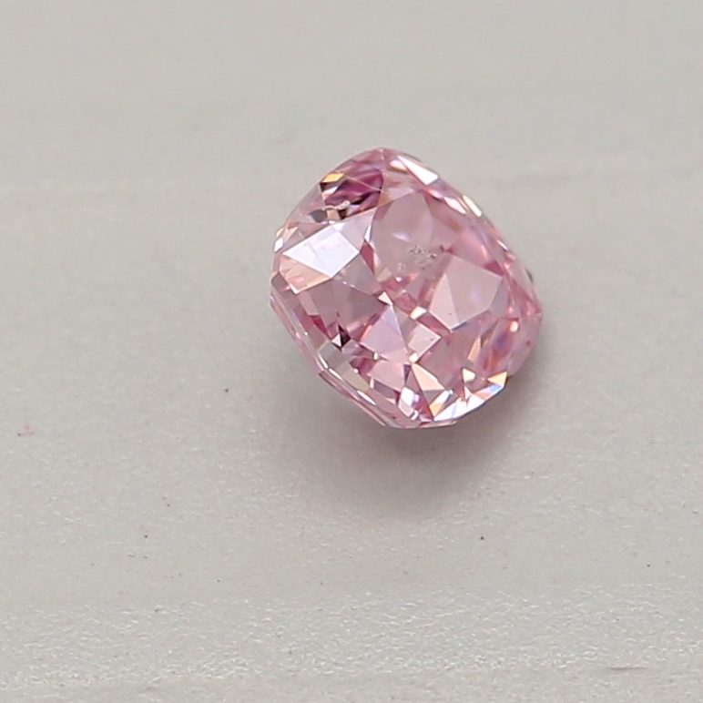 0.15 carat fancy intense purplish pink cushion diamond certified by GIA