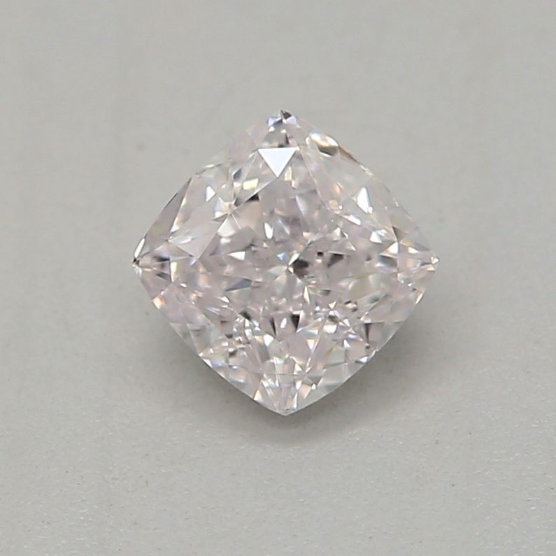 0.26 carat faint pink cushion diamond certified by GIA