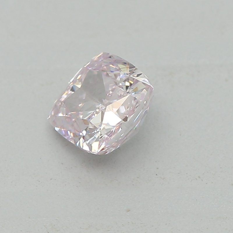0.26 carat fancy light purplish pink cushion diamond certified by GIA