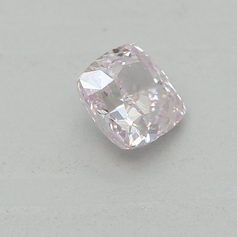 0.26 carat fancy light purplish pink cushion diamond certified by GIA