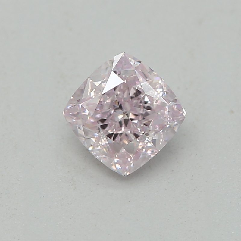 0.26 carat fancy light purplish pink cushion diamond certified by GIA