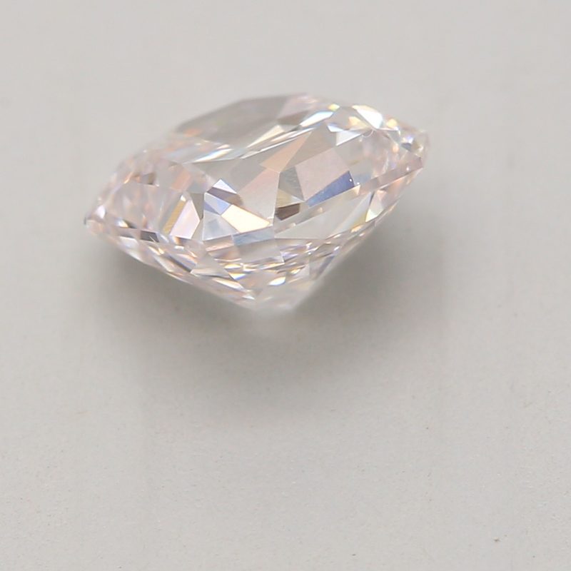 0.79 carat faint pink square radiant diamond certified by GIA