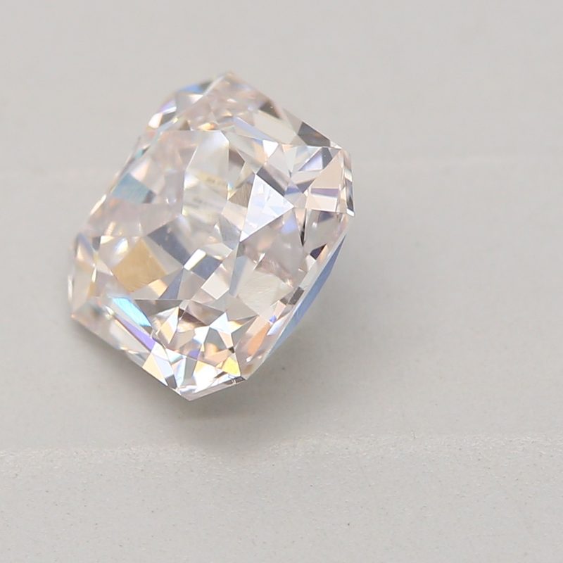 0.79 carat faint pink square radiant diamond certified by GIA