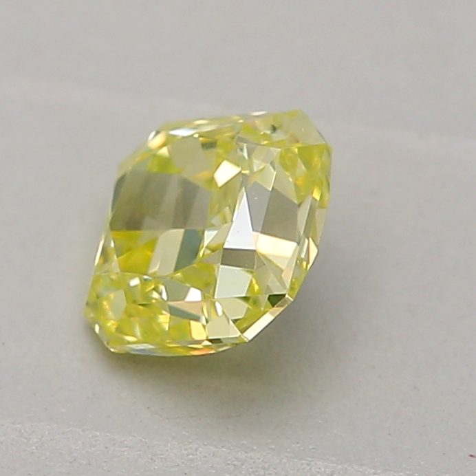0.32 carat fancy intense green-yellow square radiant diamond certified by GIA