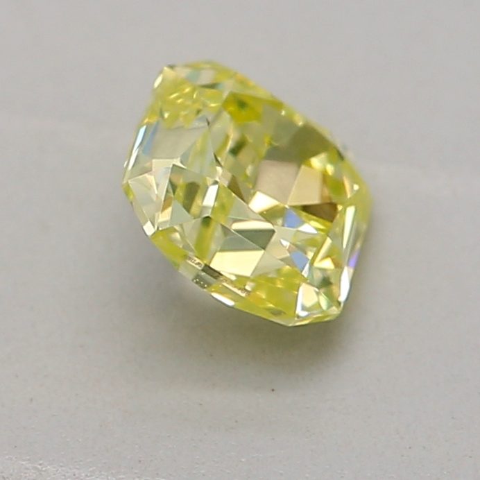 0.32 carat fancy intense green-yellow square radiant diamond certified by GIA