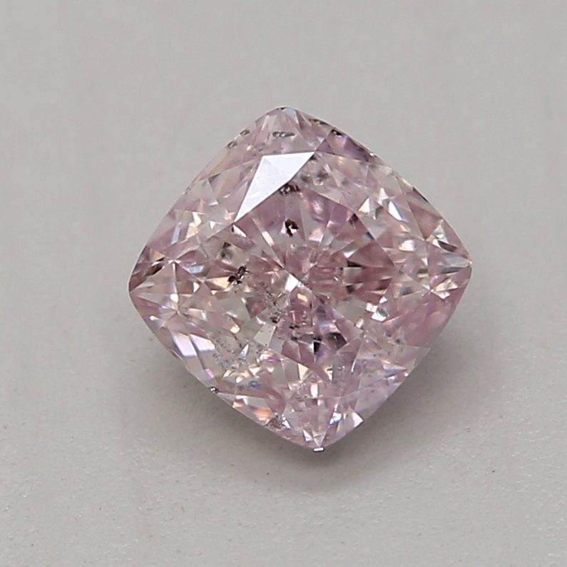 0.38 carat fancy purplish pink cushion diamond certified by GIA