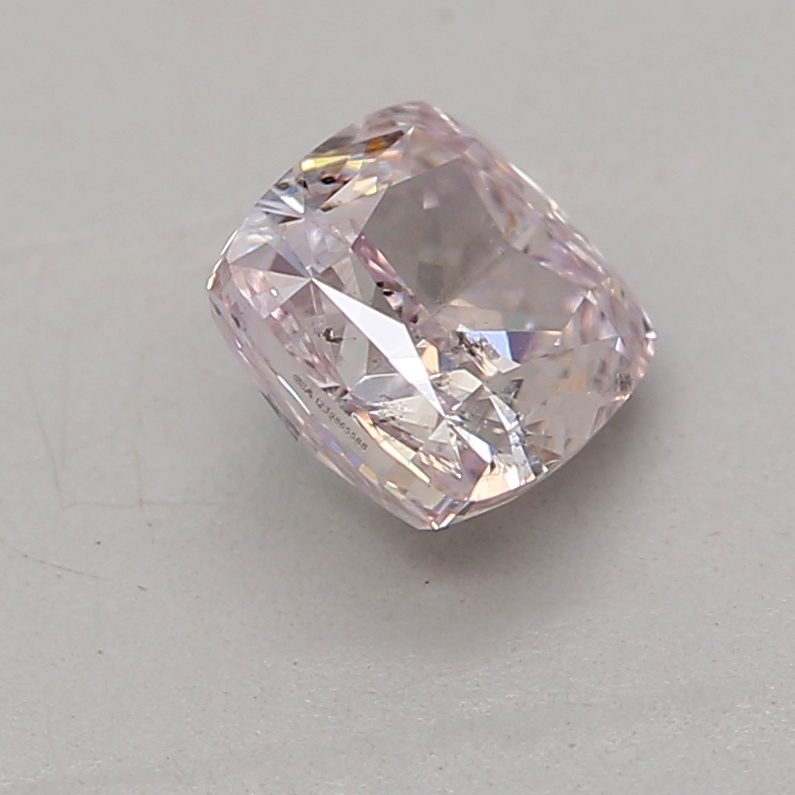 0.38 carat fancy purplish pink cushion diamond certified by GIA