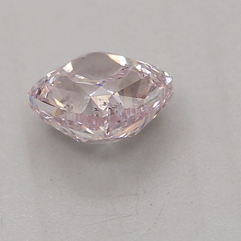 0.38 carat fancy purplish pink cushion diamond certified by GIA