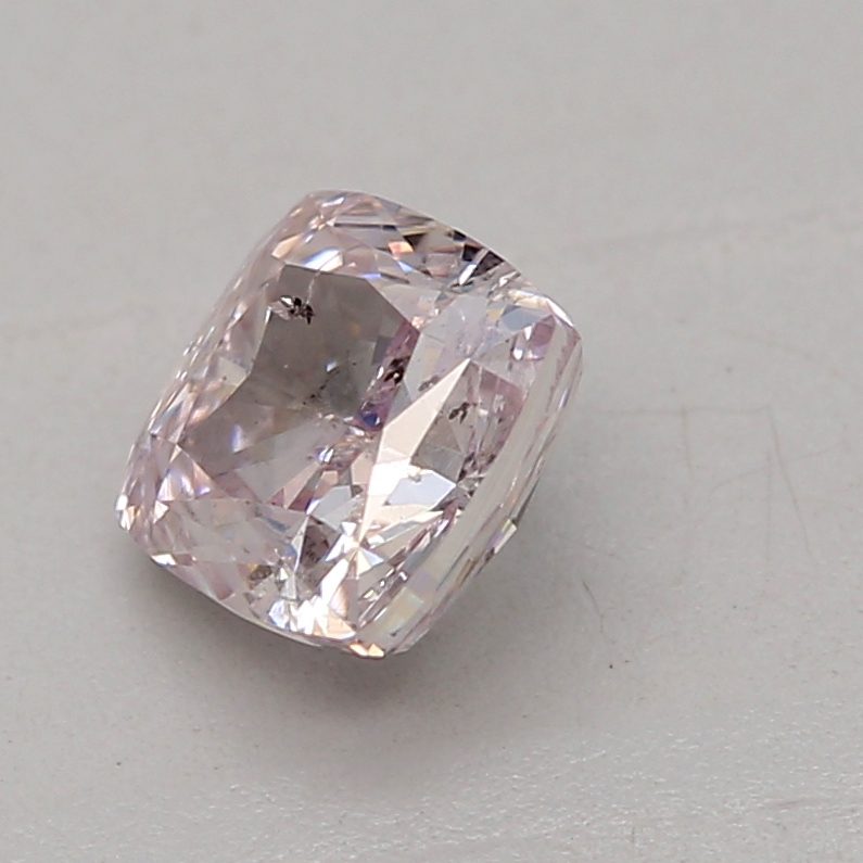 0.38 carat fancy purplish pink cushion diamond certified by GIA