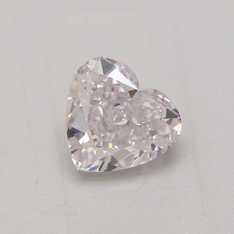 0.72 carat very light pink heart diamond certified by GIA