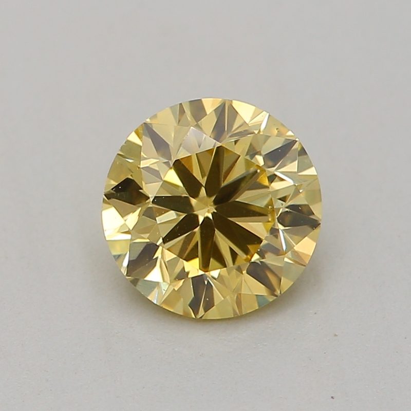 0.5 carat fancy intense yellow round diamond certified by GIA