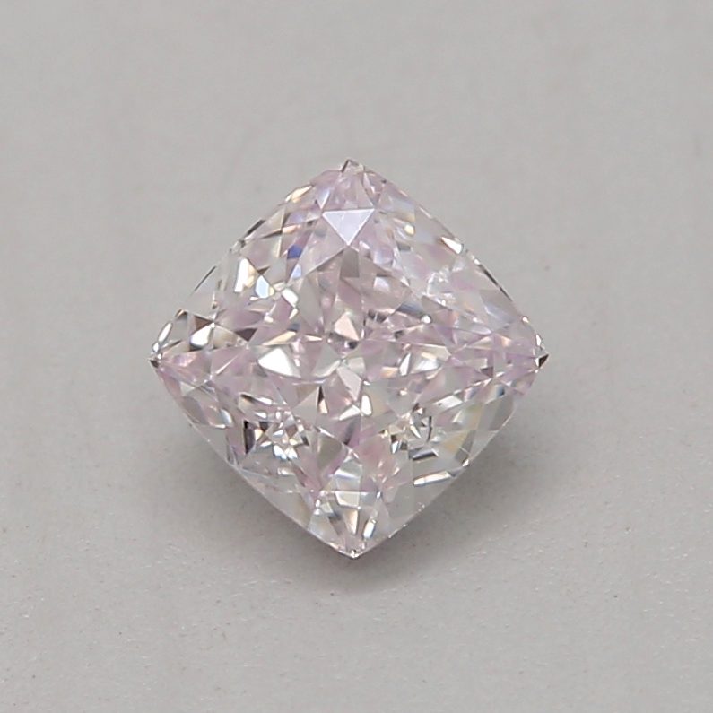 0.25 carat faint pink cushion diamond certified by GIA