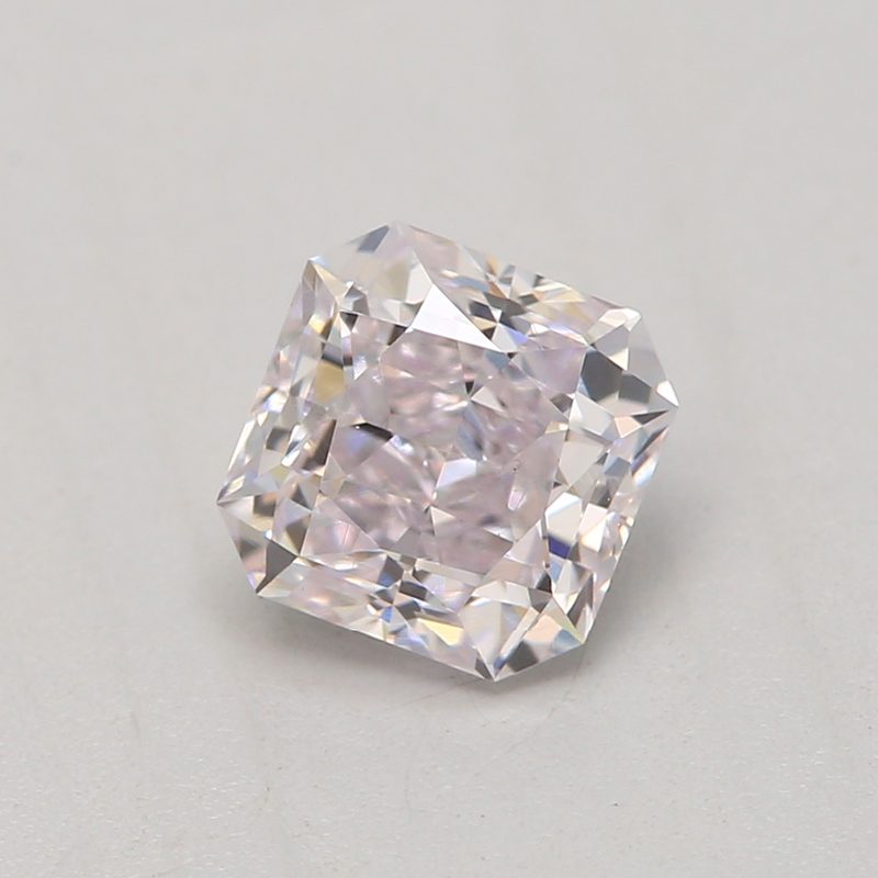0.52 carat faint pink square radiant diamond certified by GIA