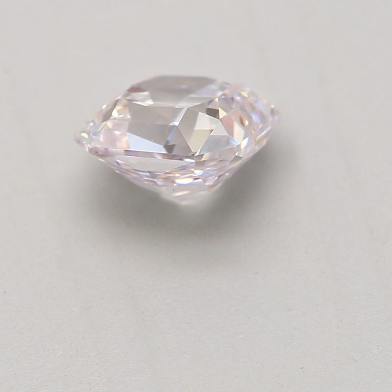 0.52 carat faint pink square radiant diamond certified by GIA