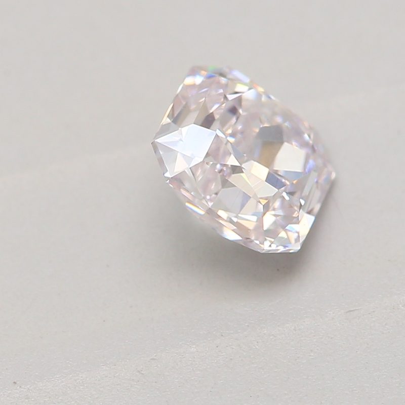 0.52 carat faint pink square radiant diamond certified by GIA