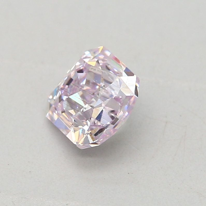 0.26 carat light pink square radiant diamond certified by GIA