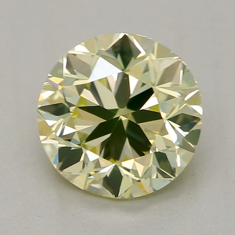 1 carat fancy green-yellow round diamond certified by GIA