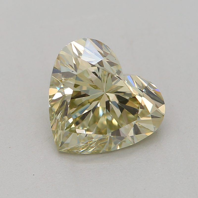 1.03 carat fancy brownish greenish yellow heart diamond certified by GIA