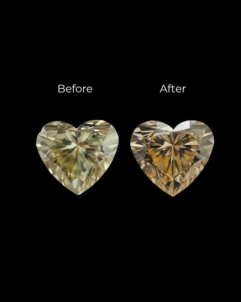 1.03 carat fancy brownish greenish yellow heart diamond certified by GIA