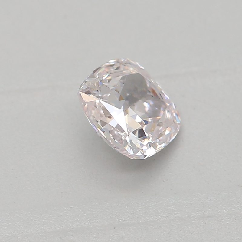 0.27 carat very light pink cushion diamond certified by GIA