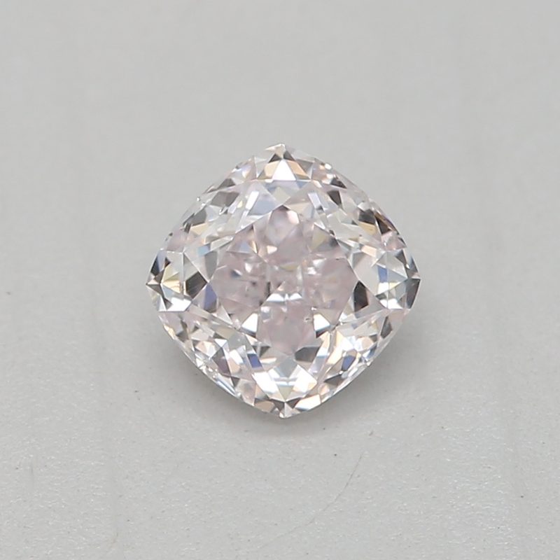 0.27 carat very light pink cushion diamond certified by GIA