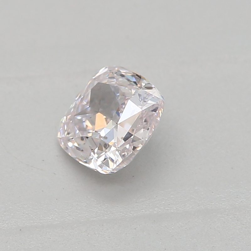 0.27 carat very light pink cushion diamond certified by GIA