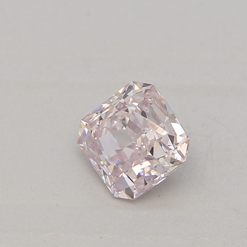 0.26 carat fancy light purplish pink square radiant diamond certified by GIA
