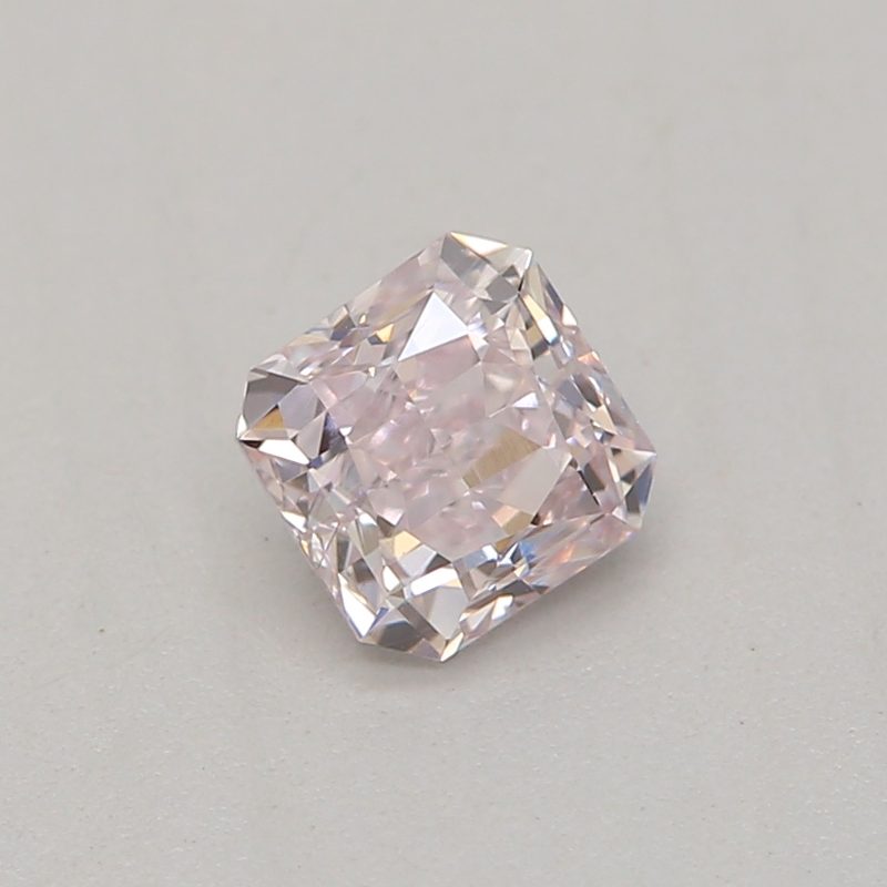 0.26 carat fancy light purplish pink square radiant diamond certified by GIA
