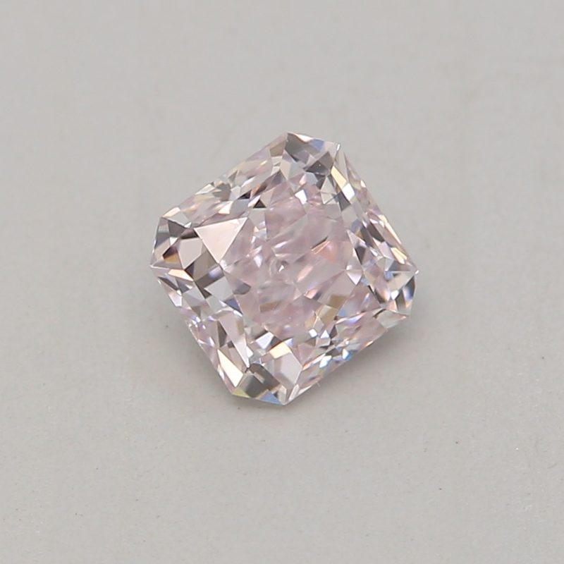 0.26 carat fancy light purplish pink square radiant diamond certified by GIA