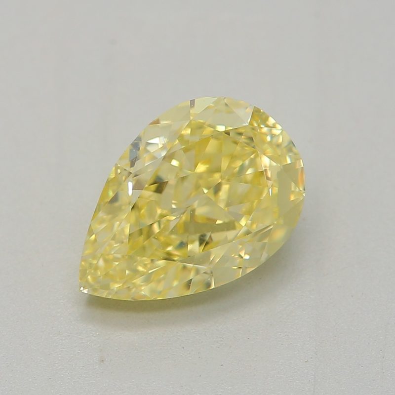1.04 carat fancy intense yellow pear diamond certified by GIA