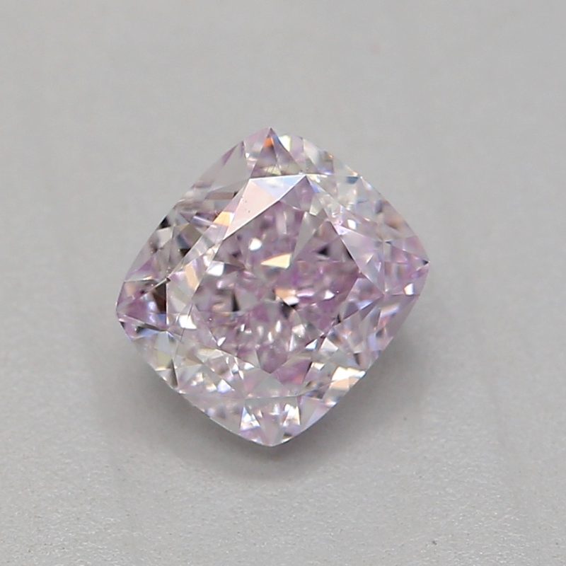 0.52 carat light pink cushion diamond certified by GIA