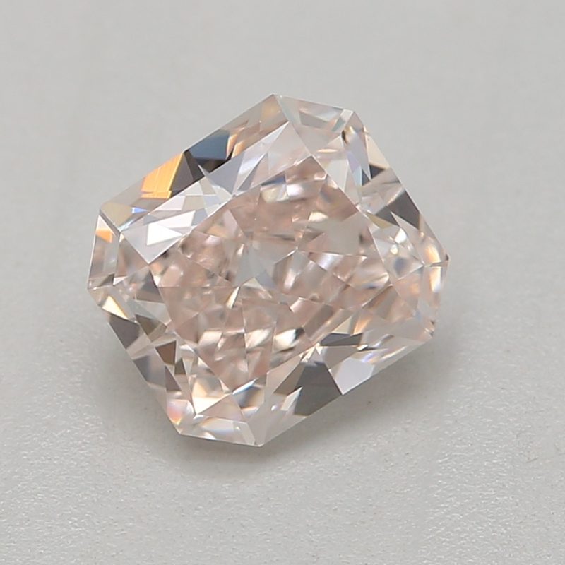 0.59 carat light brown-pink radiant diamond certified by GIA