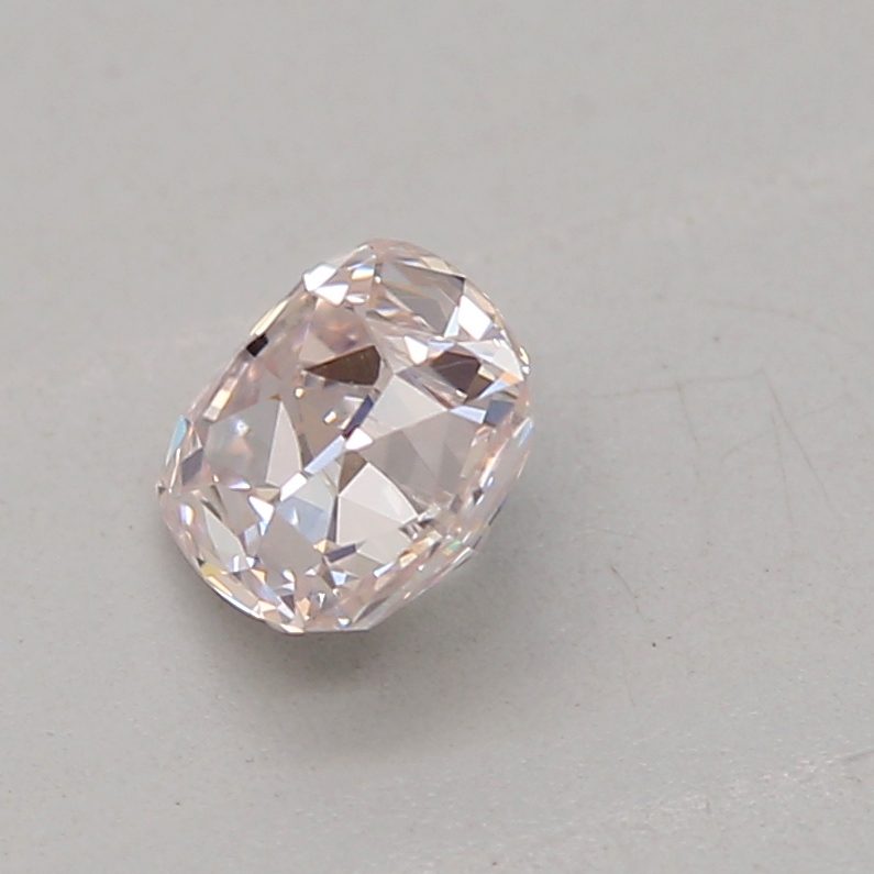 0.25 carat light pink cushion diamond certified by GIA