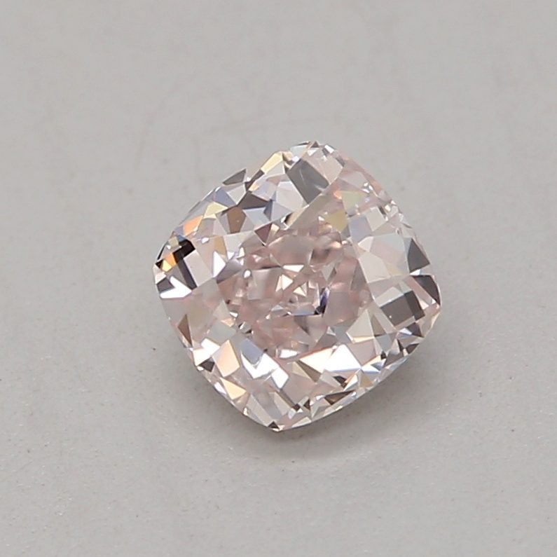 0.25 carat light pink cushion diamond certified by GIA