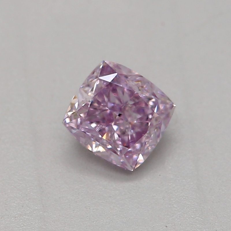 0.32 carat fancy pink-purple cushion diamond certified by GIA