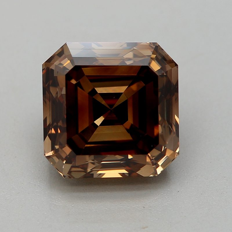 2.21 carat fancy deep brown asscher diamond certified by DBIOD