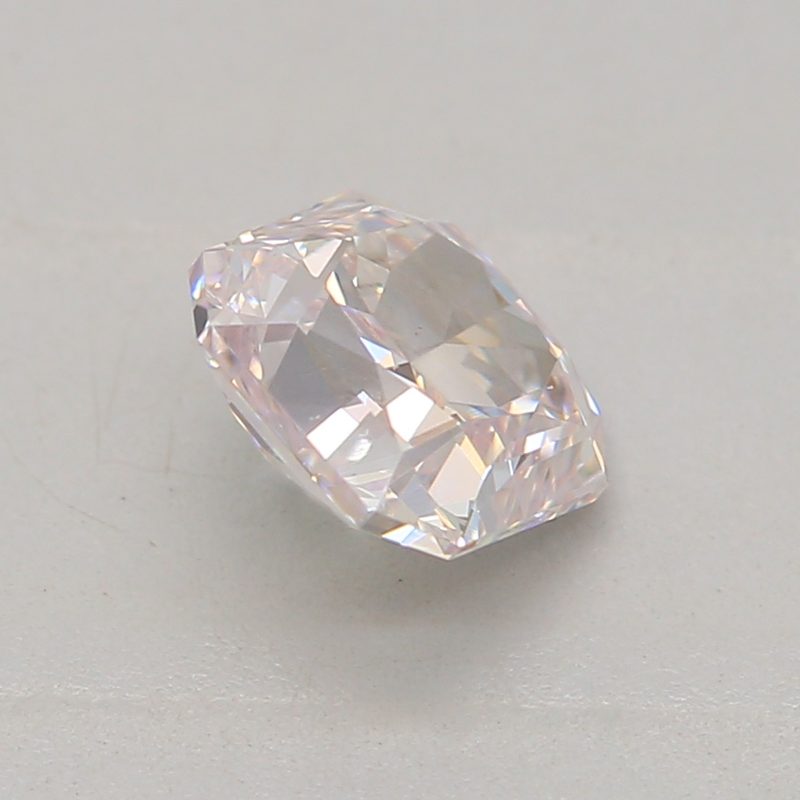 0.52 carat very light pink square radiant diamond certified by GIA