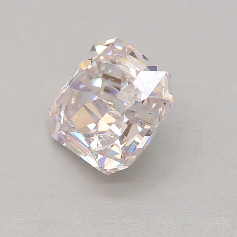 0.52 carat very light pink square radiant diamond certified by GIA