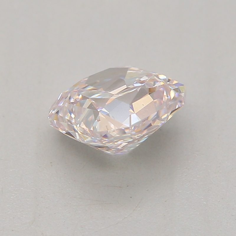 0.52 carat very light pink square radiant diamond certified by GIA