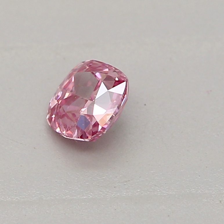 0.12 carat fancy intense purplish pink cushion diamond certified by GIA