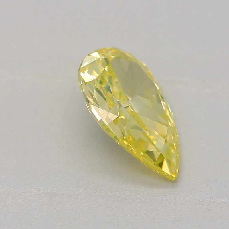 0.5 carat fancy intense greenish yellow pear diamond certified by GIA