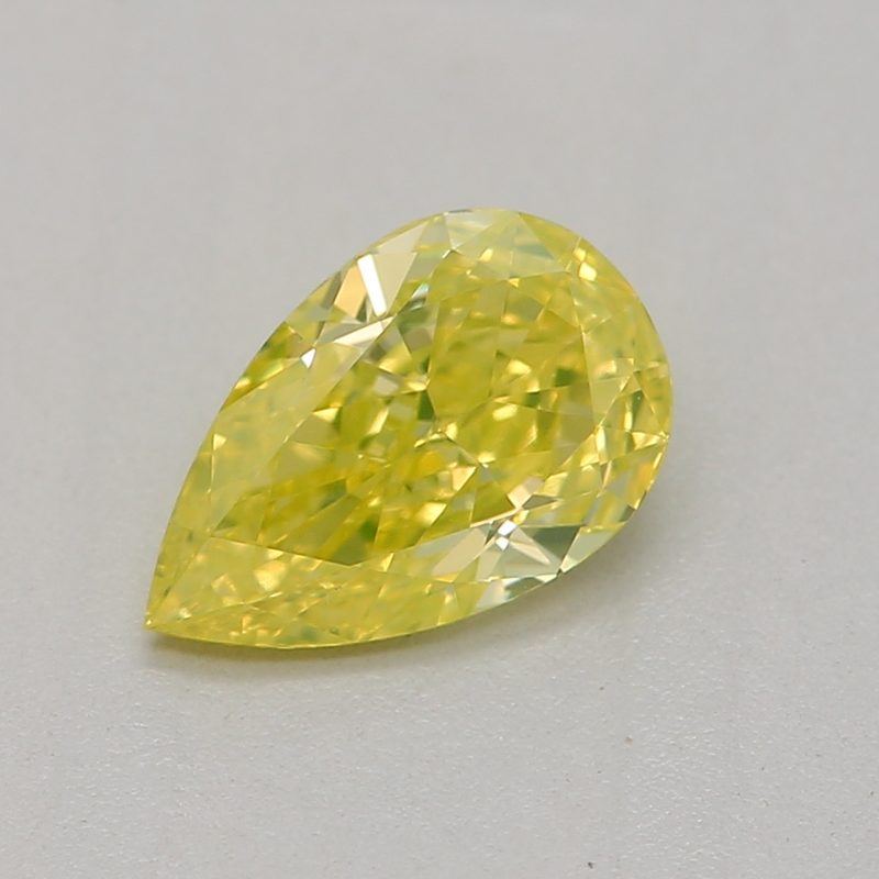 0.5 carat fancy intense greenish yellow pear diamond certified by GIA